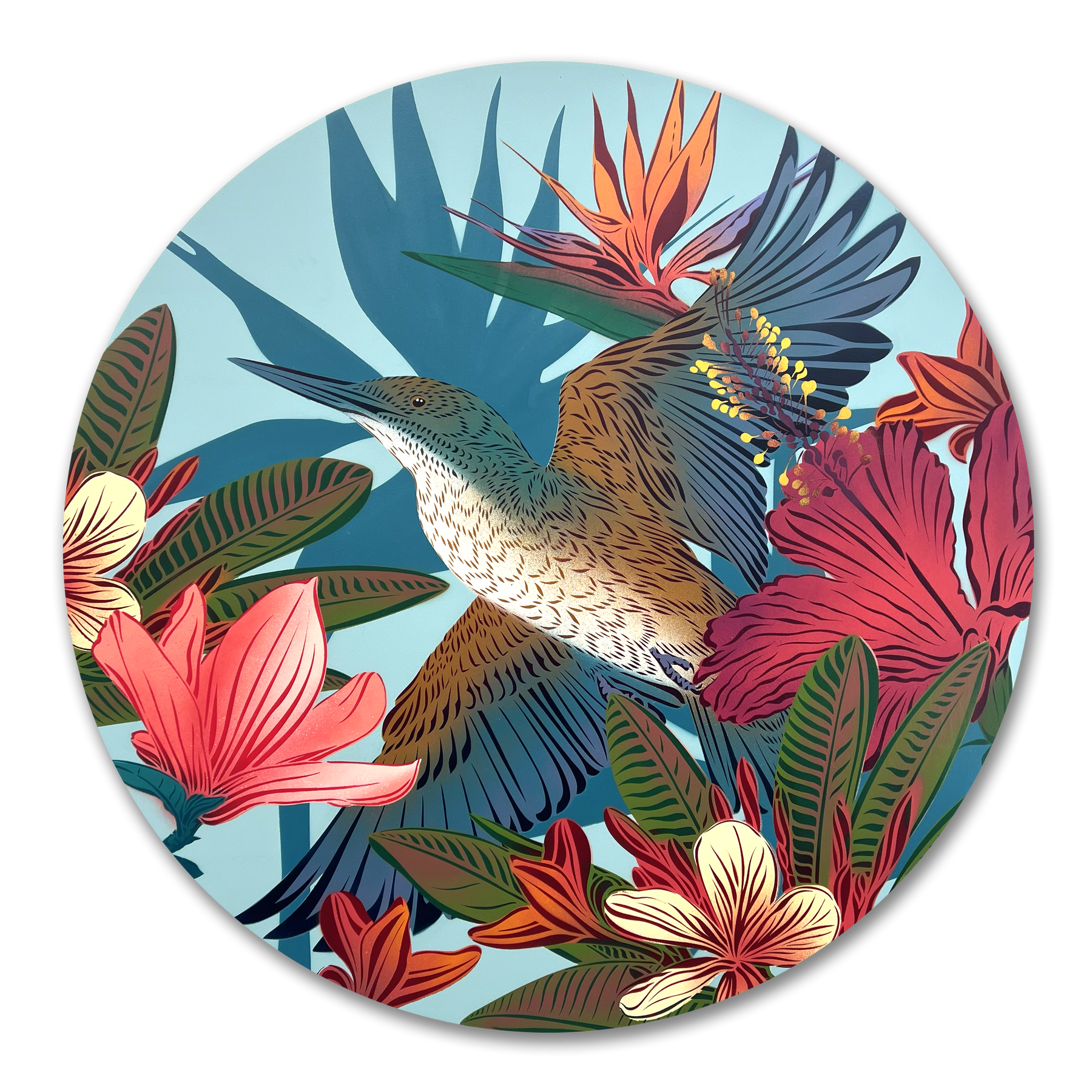 Oceania Kingfisher1 & Hibiscus 80cm