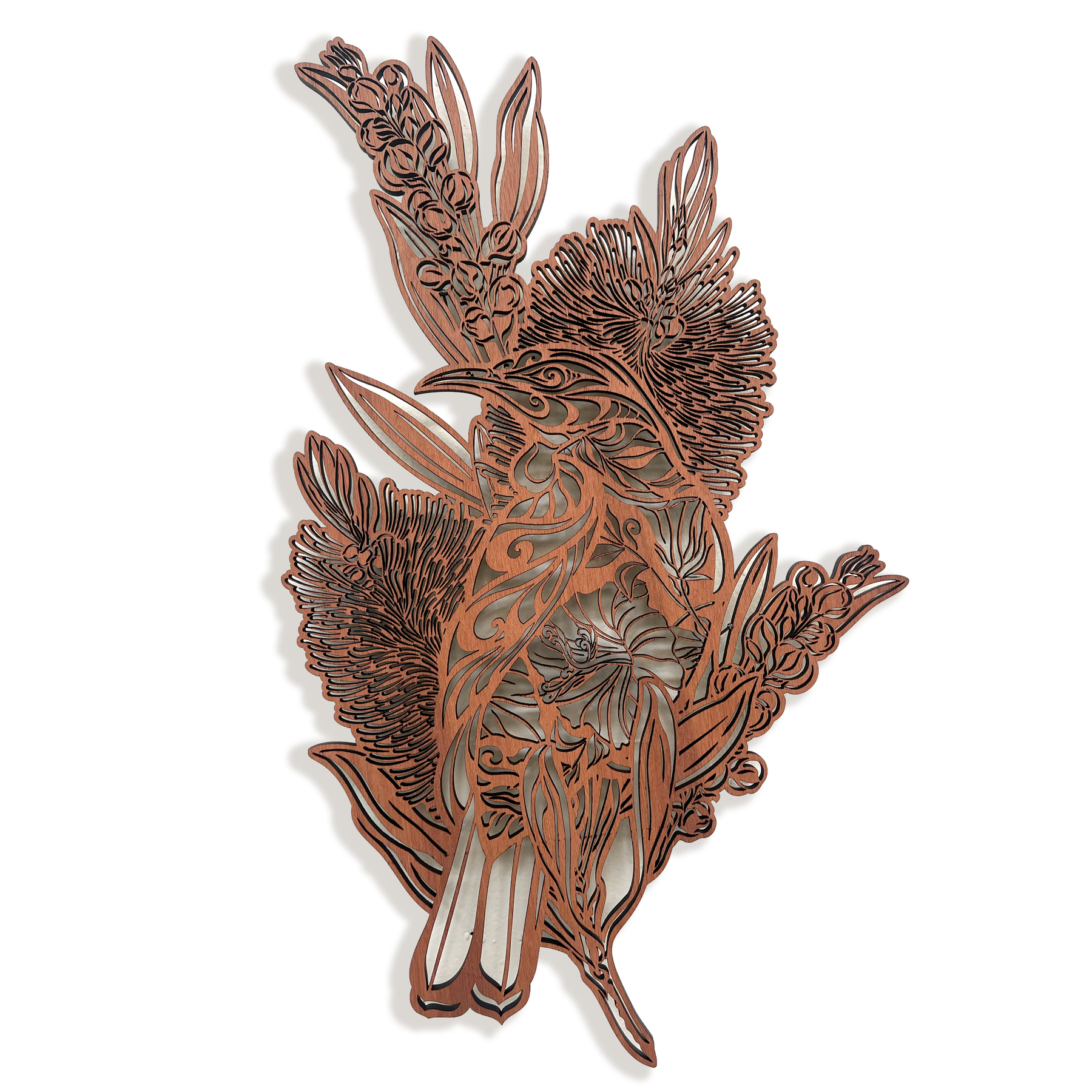 Shadow Veneer: Tūī & Bottlebrush