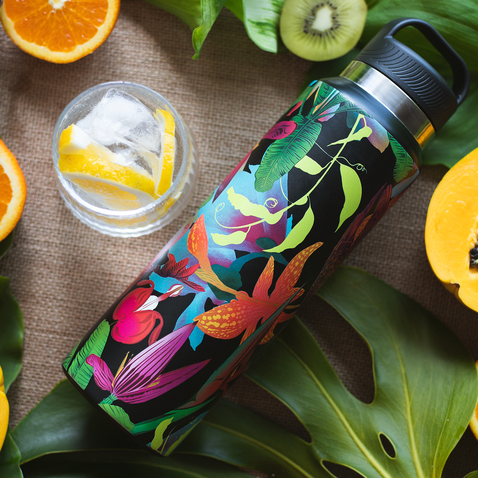 1L Stainless Steel Water Bottle - Fruit Dove & Flora