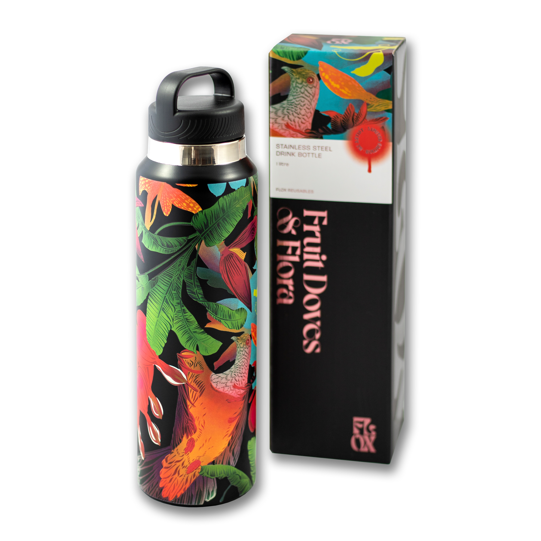 1L Stainless Steel Water Bottle - Fruit Dove & Flora