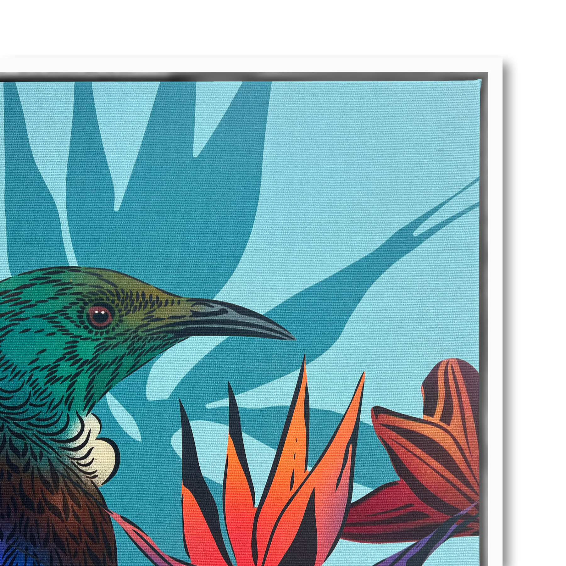 Tūī & Hibiscus Printed Canvas