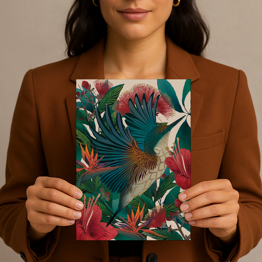 Kotare & Pohutukawa A4 Art Card