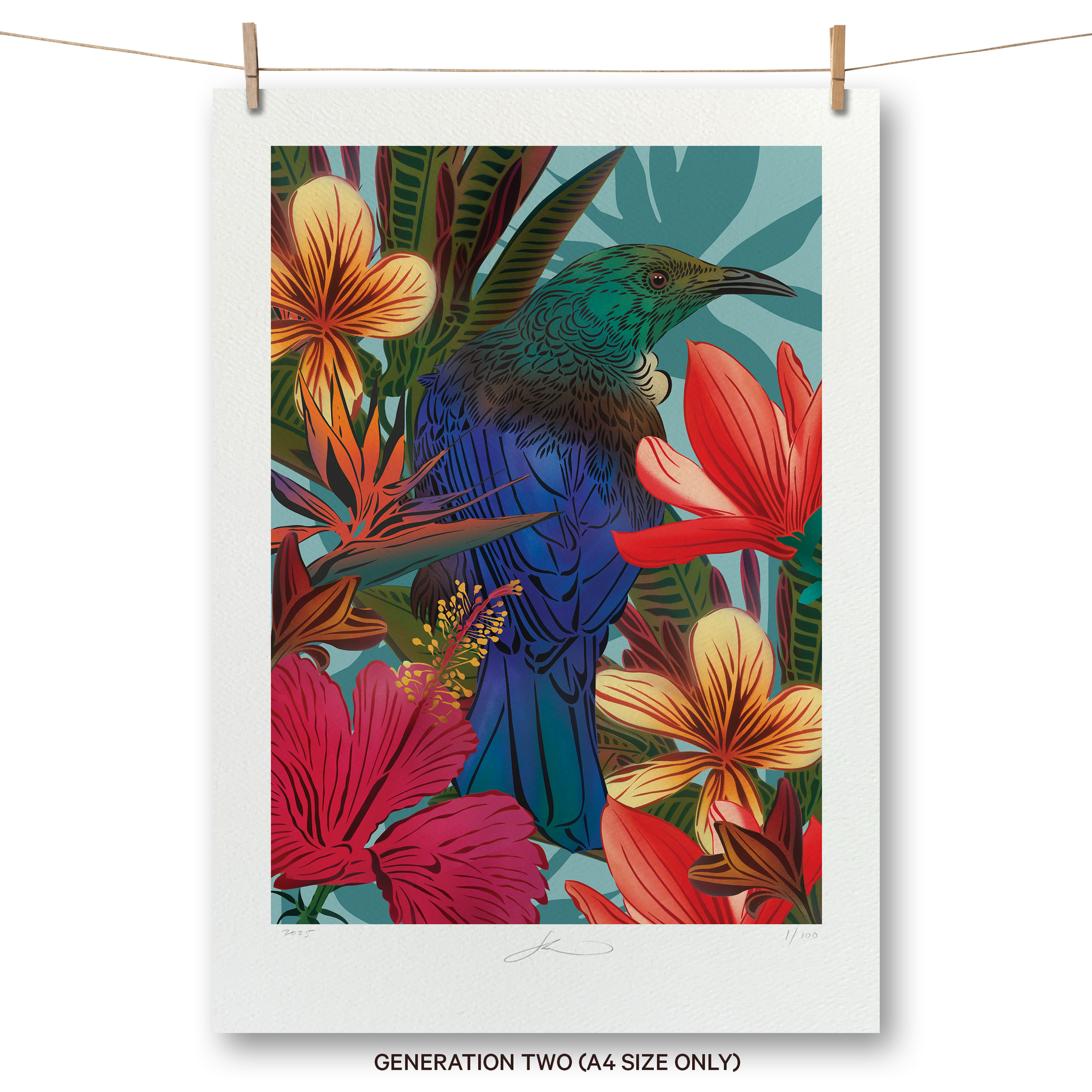 Tūī & Hibiscus Boutique Print