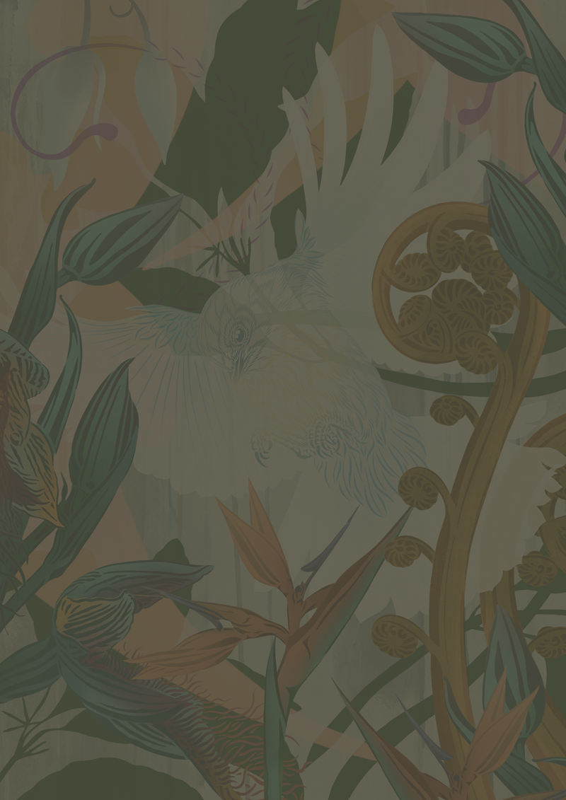 White Fantail & Punga Boutique Print - FLOX