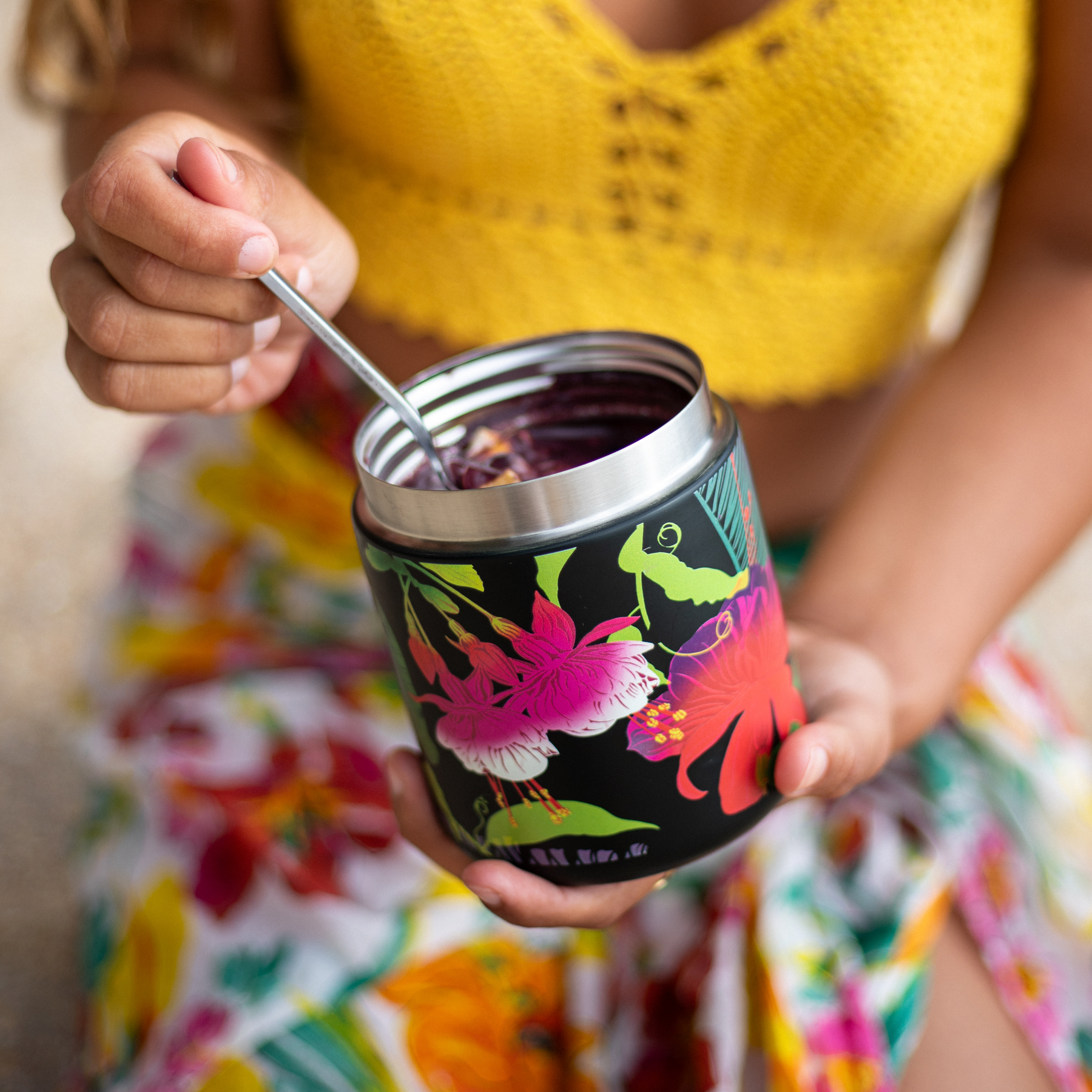 Food Canister - Palms & Fuchsia