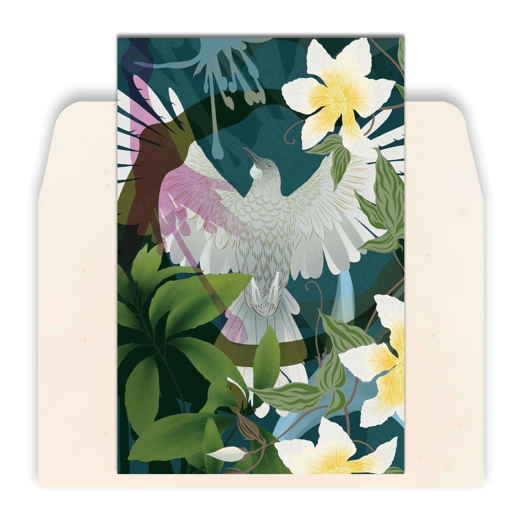 Tūī & Puawānanga Greeting Card