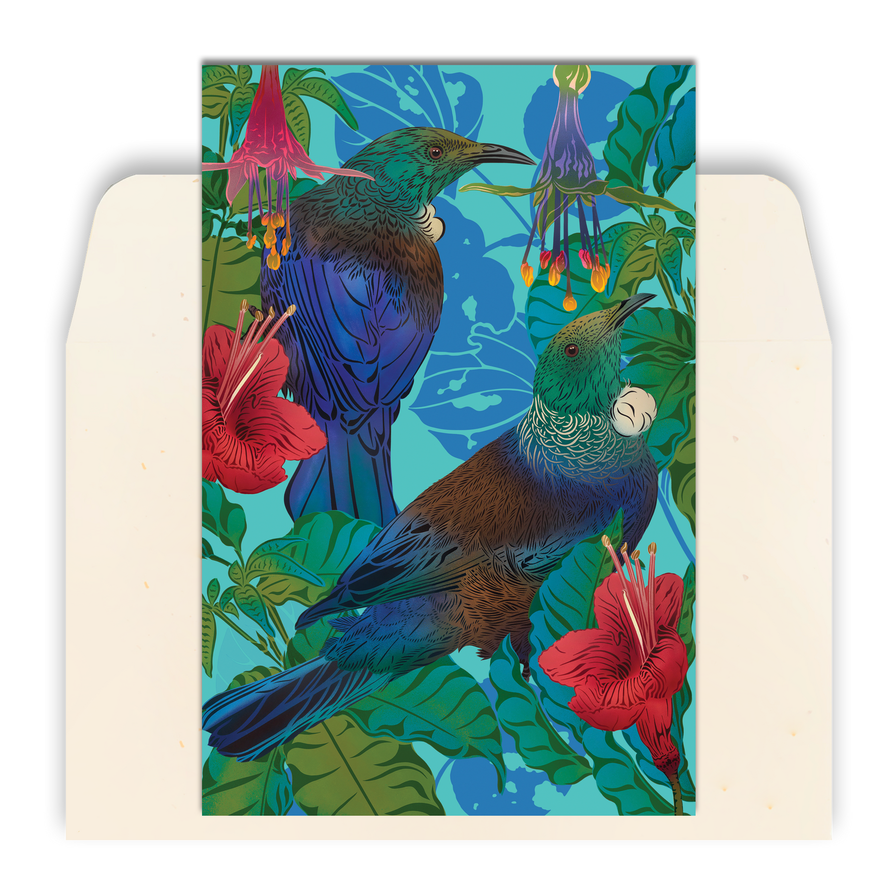 Tūī & Pūriri Greeting Card