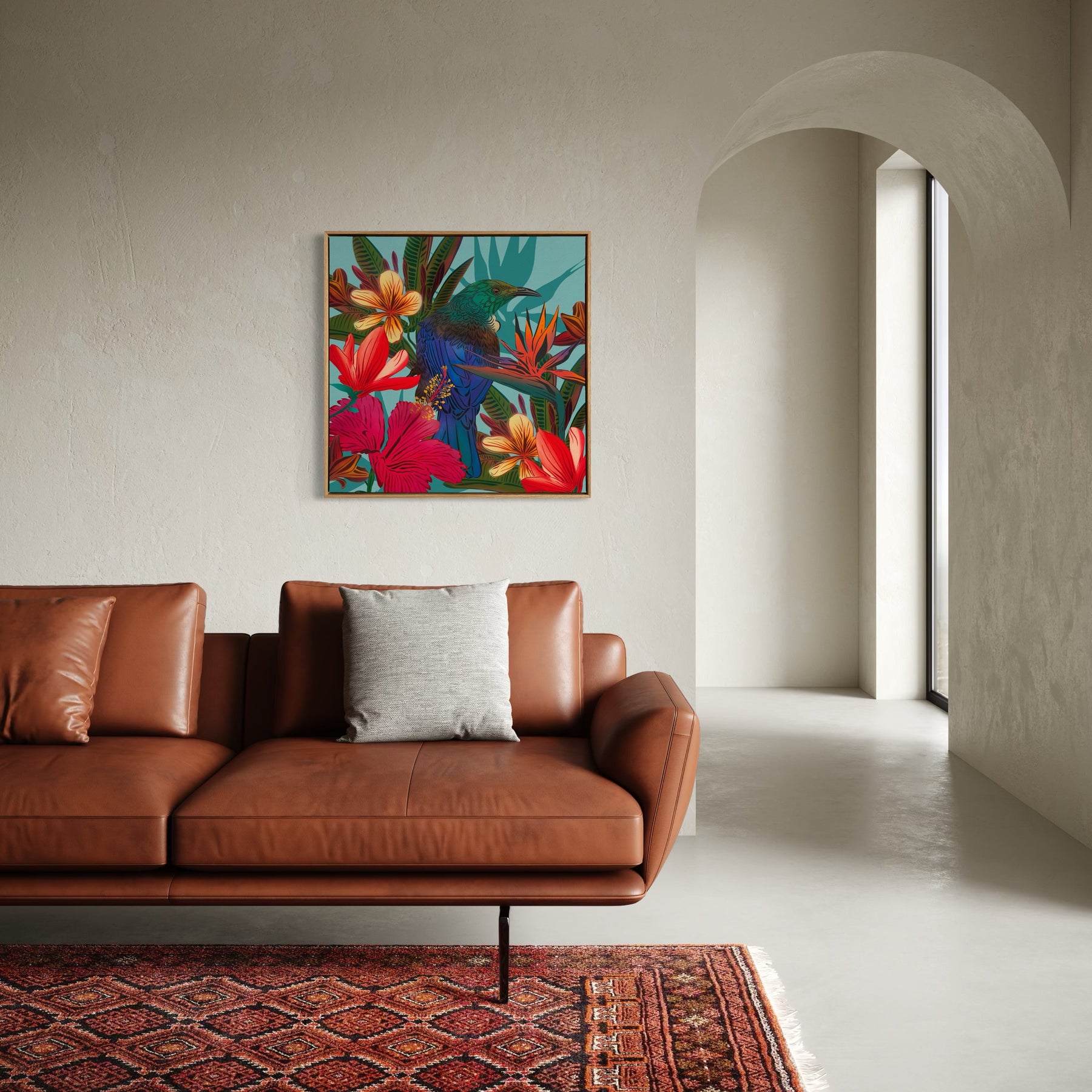 Tūī & Hibiscus Printed Canvas