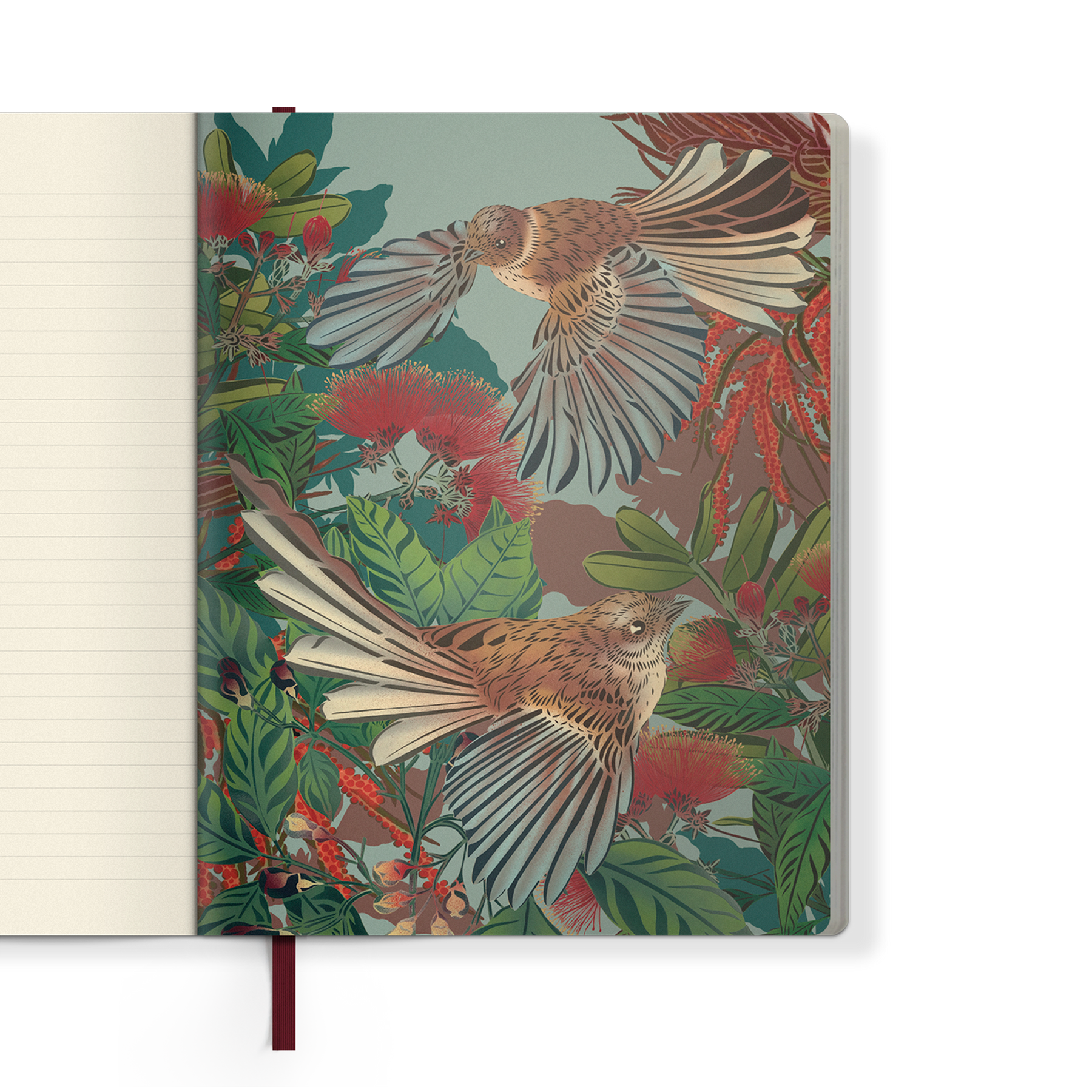 Lined Notebook - Kākā & Lilies