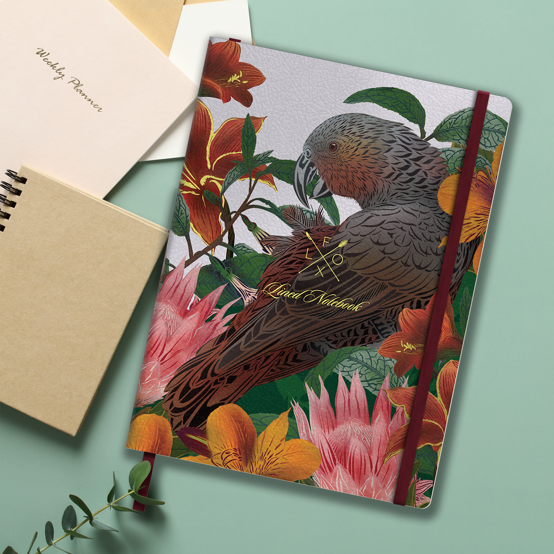 Lined Notebook - Kākā & Lilies