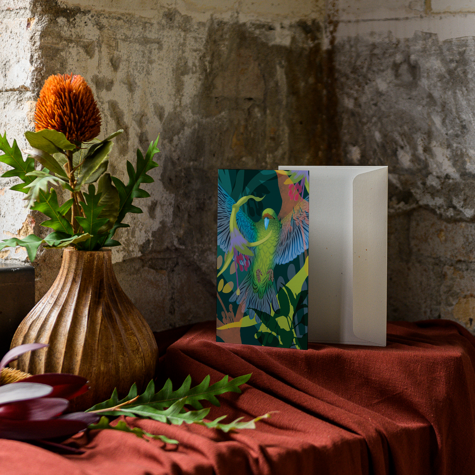 Kākāriki & Kōtukutuku Greeting Card