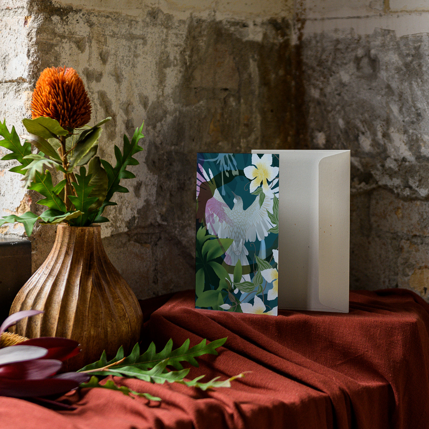 Tūī & Puawānanga Greeting Card