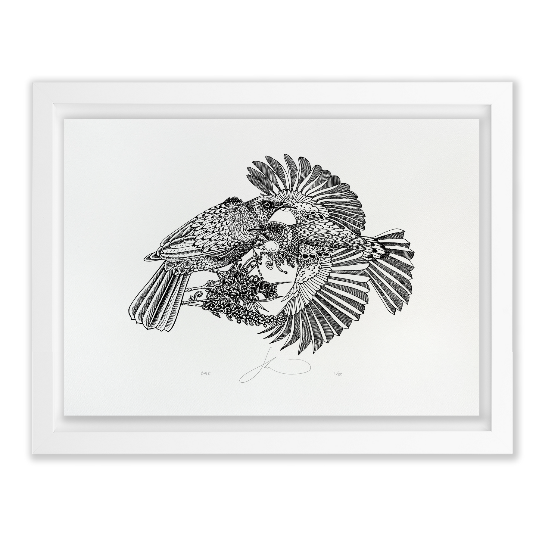 Monochrome Silk-Screen: Tūī