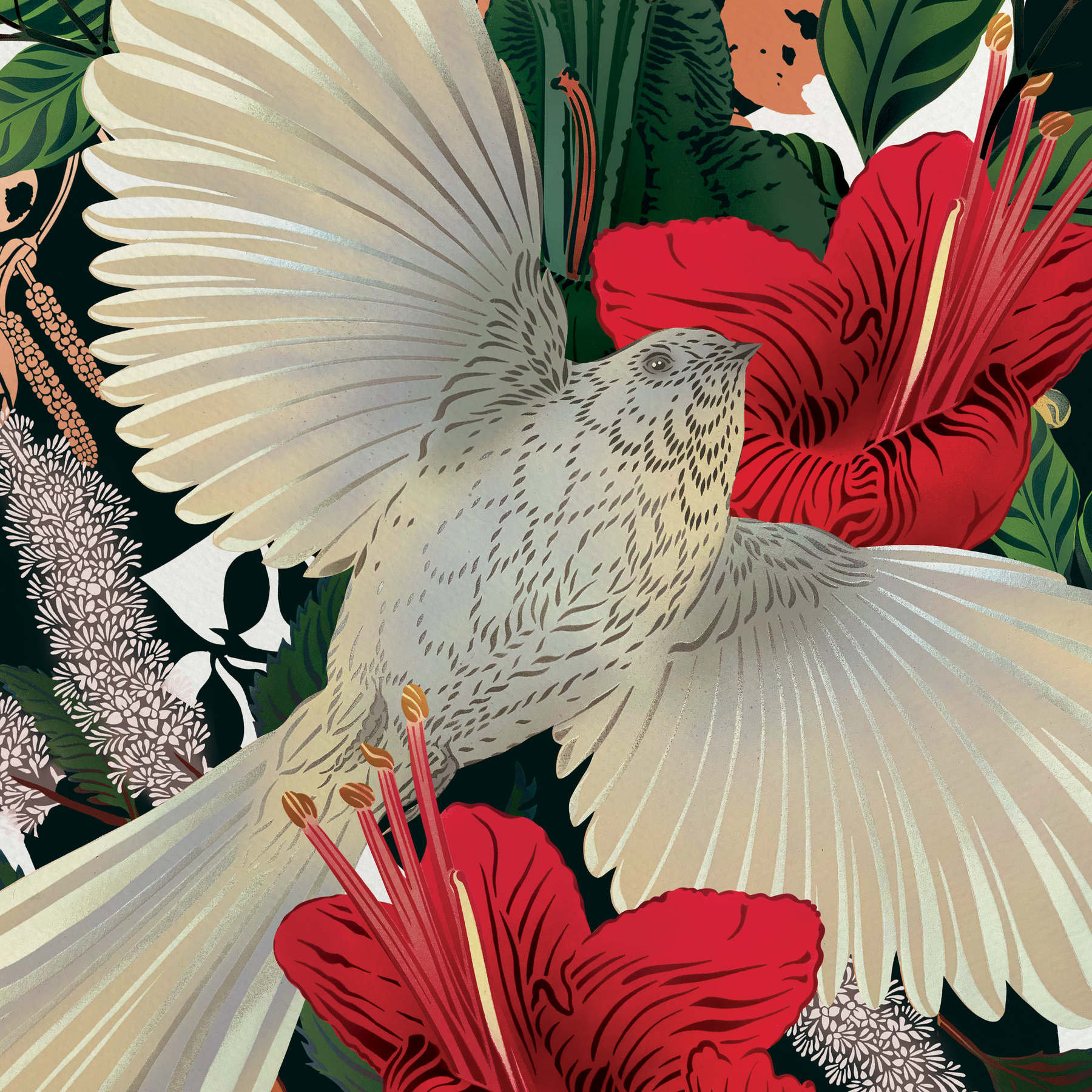 Vintage Silk Screen: Pīwakawaka